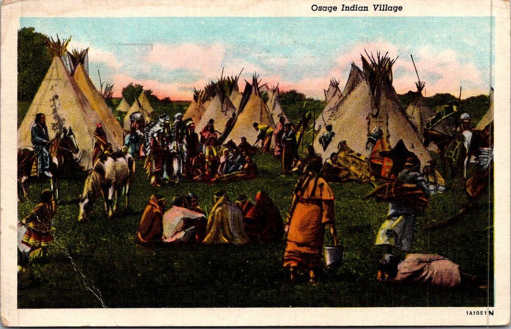 Osage Indian Village 1949 Vintage Postcard SP17-15